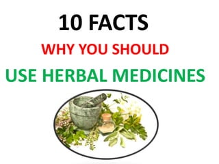 10 FACTS
USE HERBAL MEDICINES
WHY YOU SHOULD
 