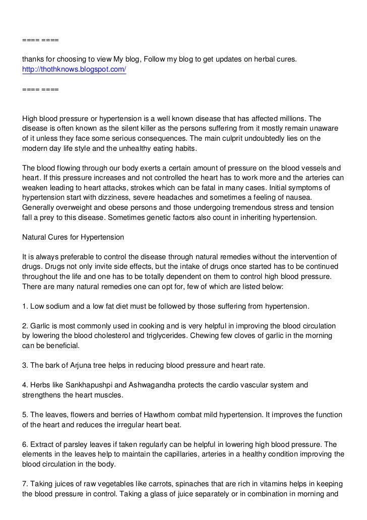 Natural Herbal Remedies For High Blood Pressure, Hypertension