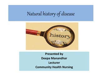 Natural history of disease
Presented by
Deepa Manandhar
Lecturer
Community Health Nursing
 