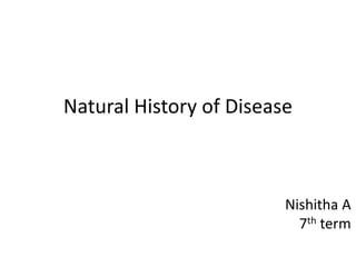 Natural History of Disease
Nishitha A
7th term
 