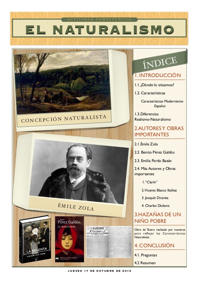 Y Obras Autores Del Naturalismo Hispanoamericano Naturalismo