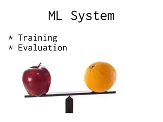 ML System
* Training
* Evaluation
 