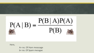 Here,
A= no. Of Ham meassage
b= no. Of Spam messgae
 