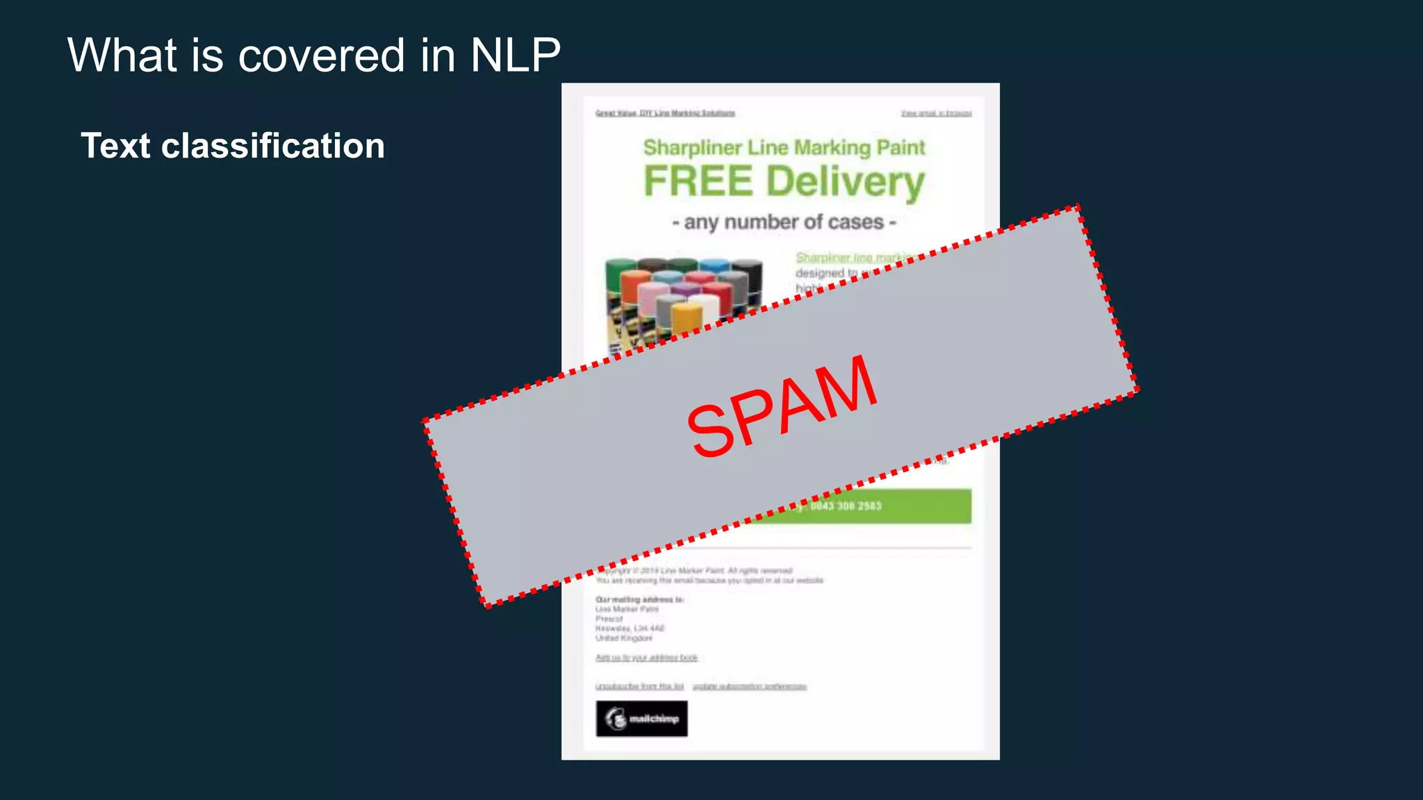 What is covered in NLP
Text classification
 