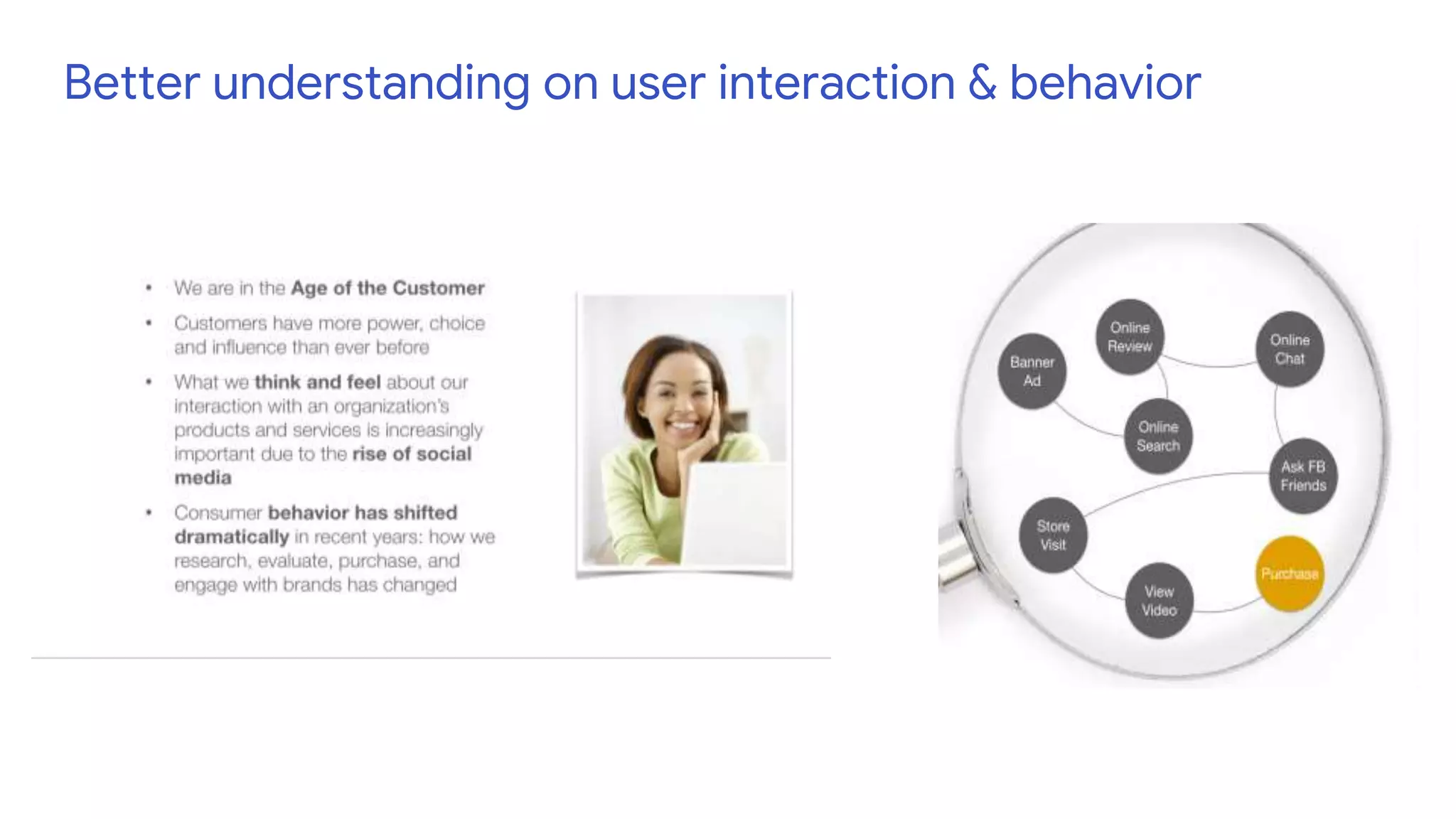 Better understanding on user interaction & behavior
 