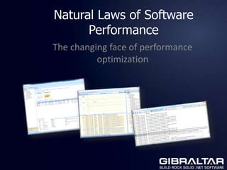 Natural Laws of Software Performance The changing face of performance optimization 