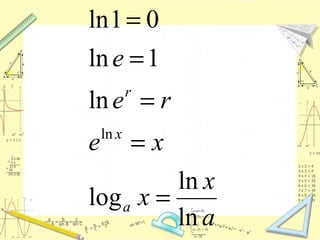 a
x
x
xe
re
e
a
x
r
ln
ln
log
ln
1ln
01ln
ln
=
=
=
=
=
 