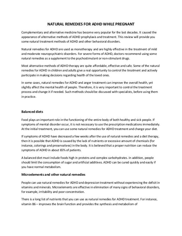 Natural remedies for adhd while pregnant