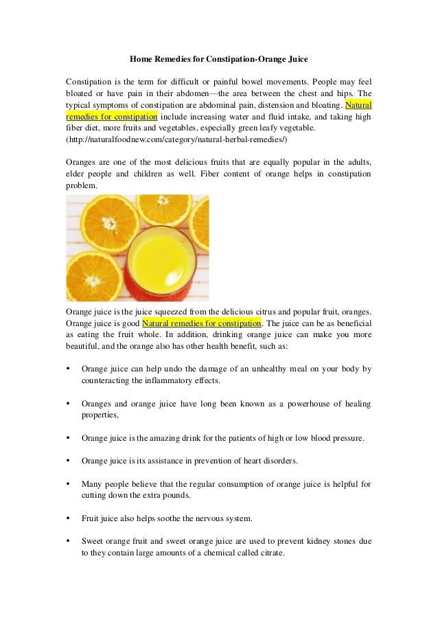 Natural remedies for constipation and orange juice Natural remedies for constipation and orange juice