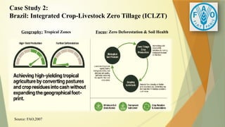 Case Study 2:
Brazil: Integrated Crop-Livestock Zero Tillage (ICLZT)
Geography: Tropical Zones Focus: Zero Deforestation & Soil Health
Source: FAO,2007
 