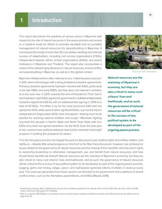 Natural Resource Governance Reform and the Peace Process in Myanmar | PDF