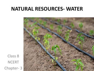 NATURAL RESOURCES- WATER
Class 8
NCERT
Chapter- 3
 