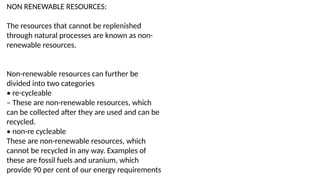 NATURAL RESOURCES and their with detailed | PPTX