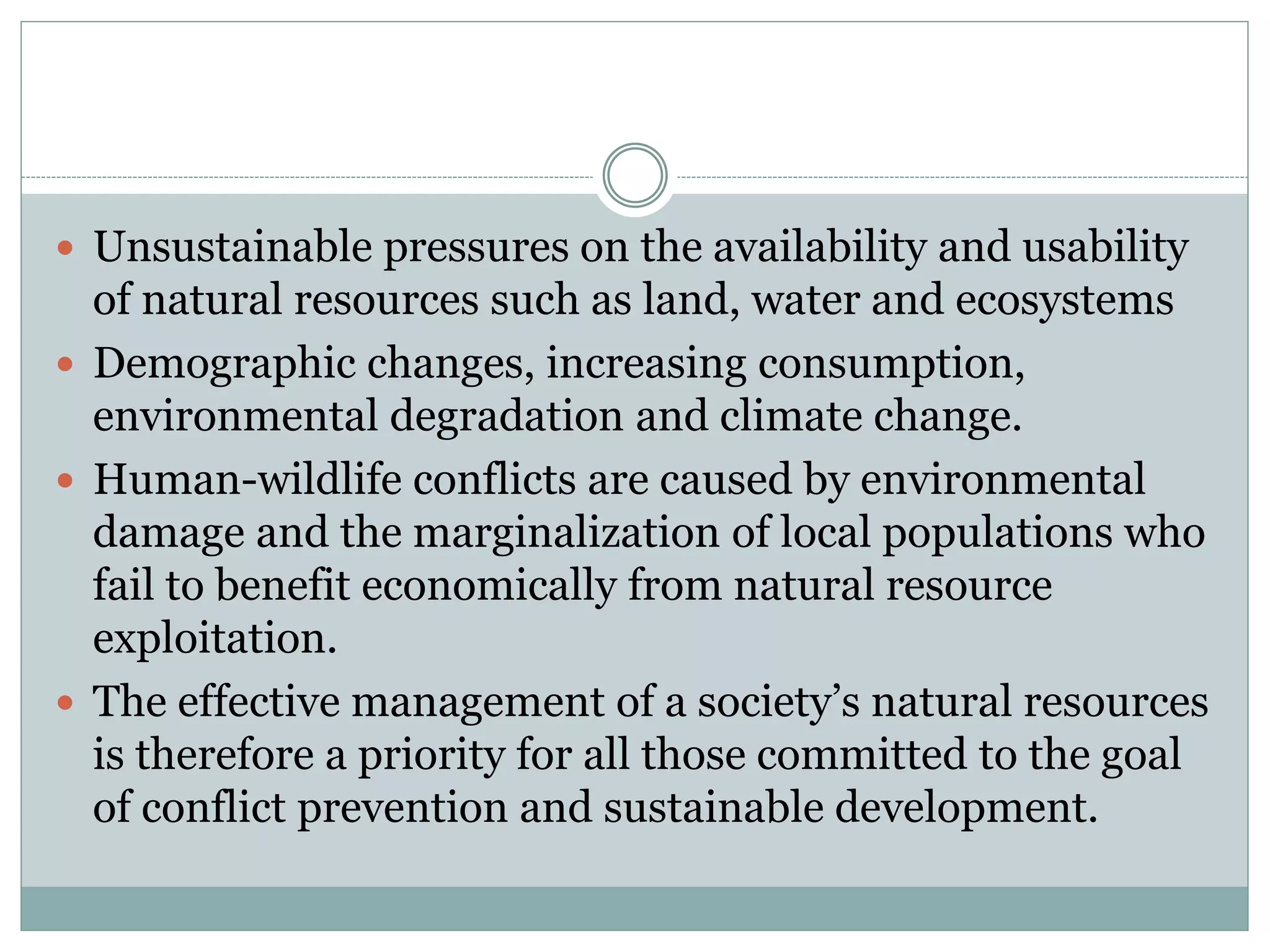 Natural resources conservation and human wildlife conflict | PPT