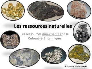 Les ressources naturelles
Les ressources non-vivantes de la
Colombie-Britannique

Par: Mme. Kwiatkowski

 