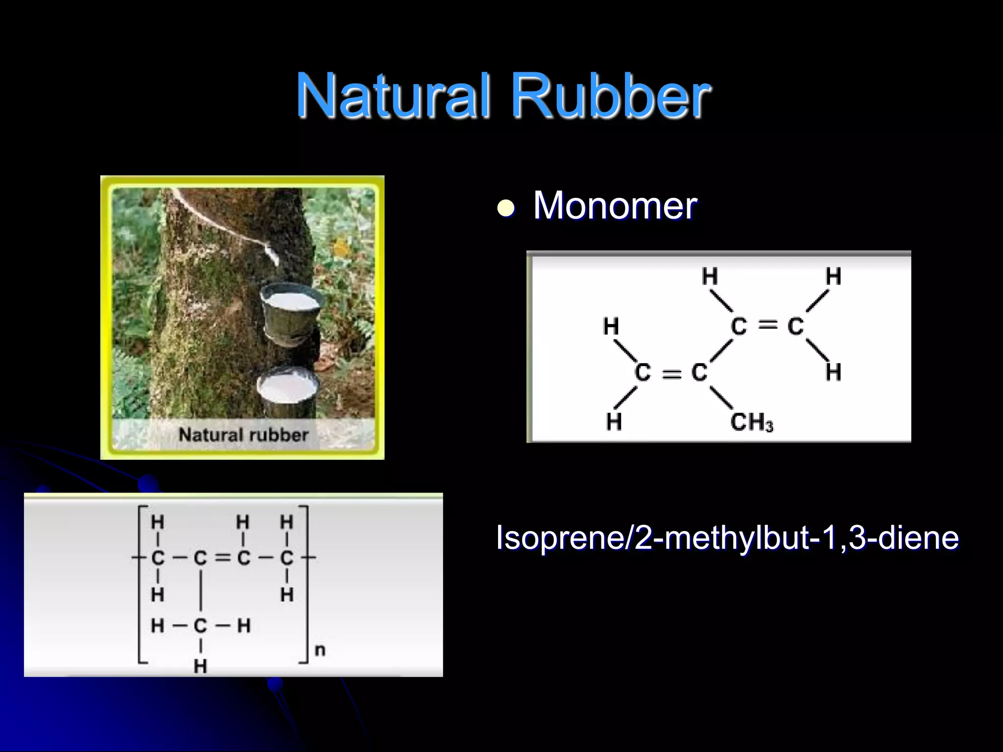 Natural Rubber
Monomer
Isoprene/2-methylbut-1,3-diene