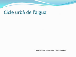Cicle urbà de l’aigua
Alex Morales, Laia Orteu i Mariona Peró
 