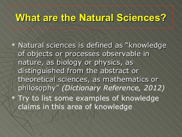 what does natural sciences mean
