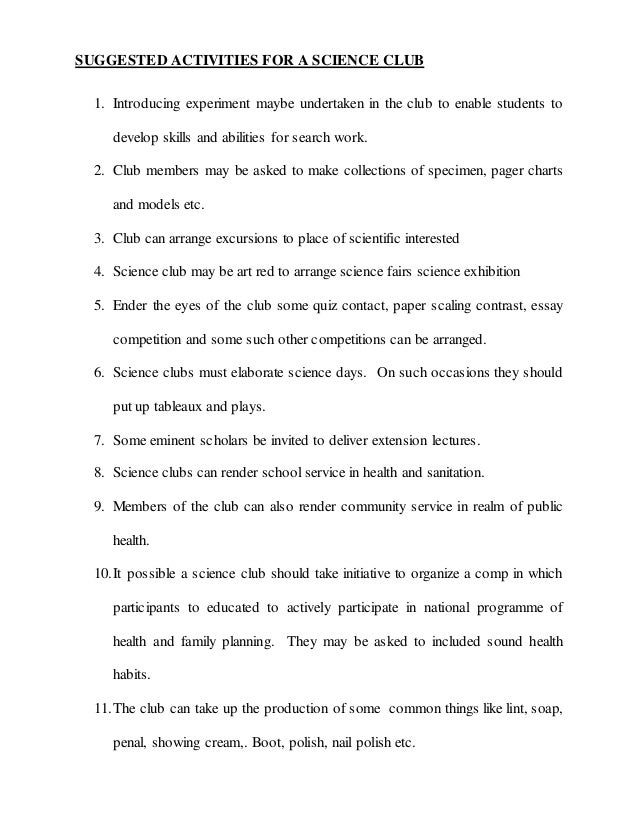 Essay on science club