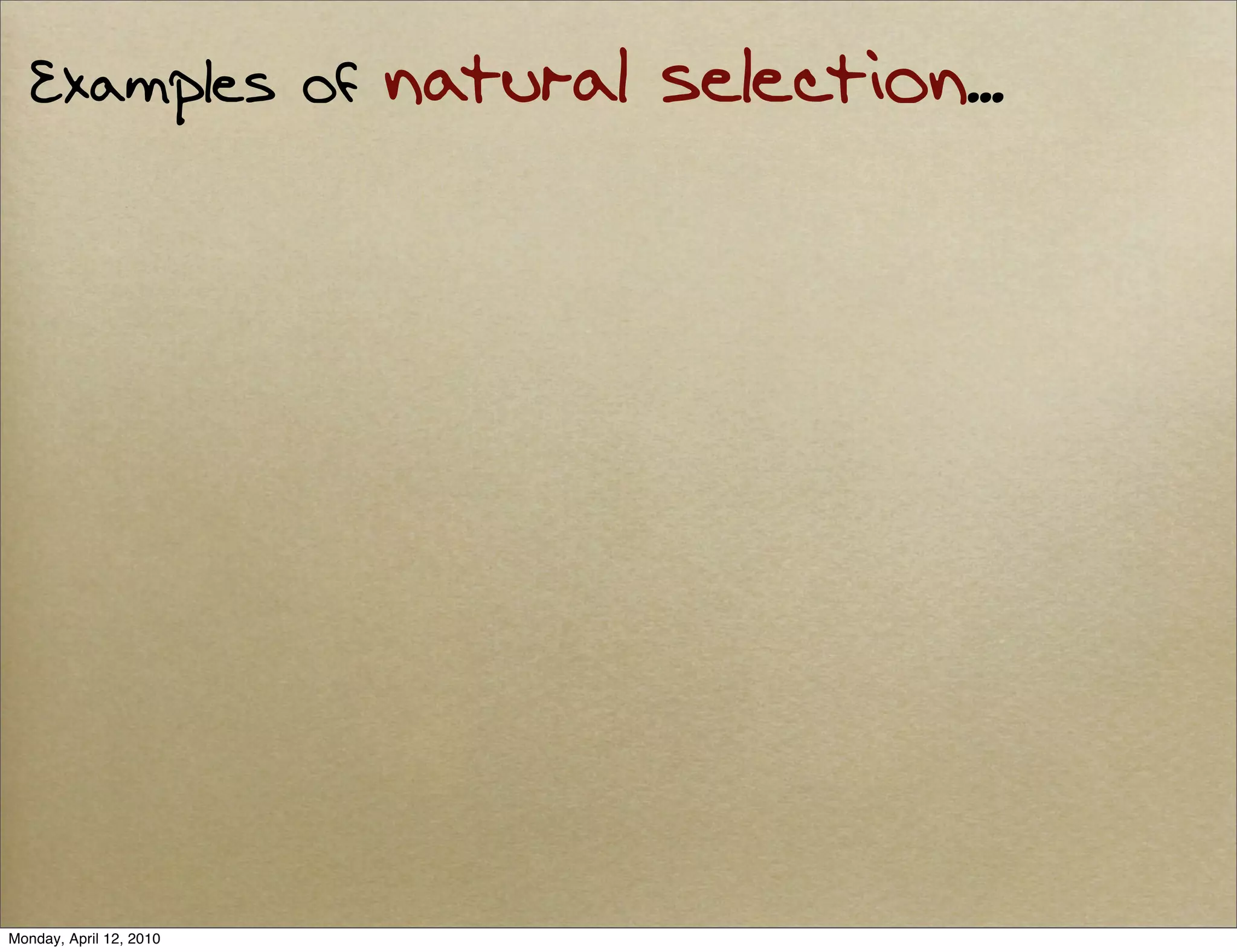 Examples of           natural selection...




Monday, April 12, 2010
 