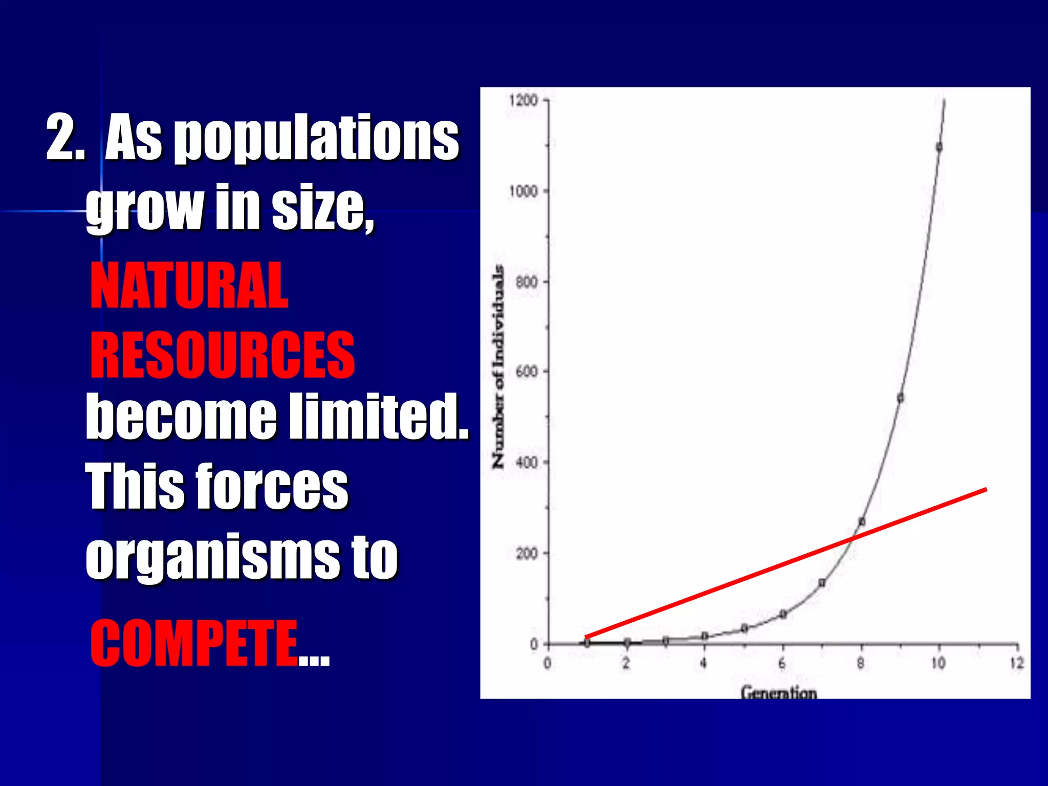 2. As populations
  grow in size,
  NATURAL
  RESOURCES
  become limited.
  This forces
  organisms to
 COMPETE…
 