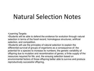 Natural Selection Notes ,[object Object]