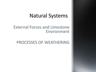 External Forces and Limestone
Environment
PROCESSES OF WEATHERING
 