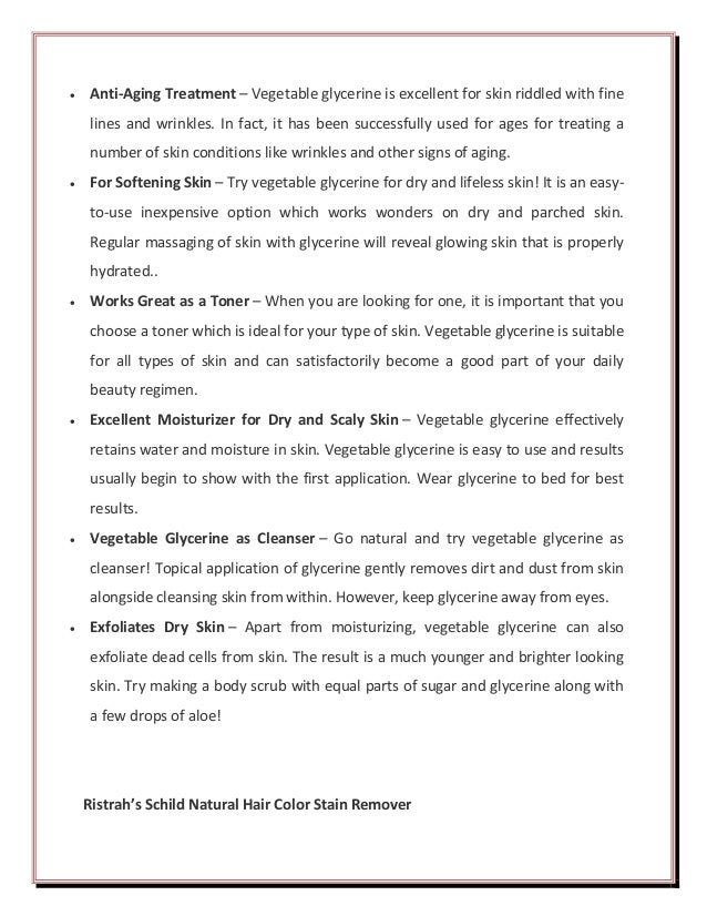 Natural Vegetable Glycerine Is Peerless For Healthy Skin Ristrah