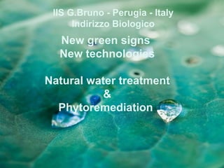IIS G.Bruno - Perugia - Italy
      Indirizzo Biologico
  New green signs
  New technologies

Natural water treatment
           &
  Phytoremediation
 