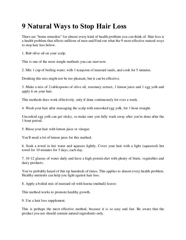Natural Ways To Stop Hair Loss