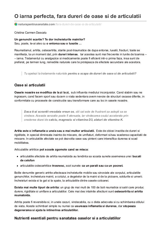 Regim de tratament pentru osteocondroza acuta