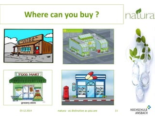 Where can you buy ? 
03.12.2014 natura - as distinctive as you are 13 
 