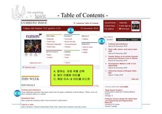 - Table of Contents -

           A



                         B




    A. 원하는 자료 유형 선택
    B. 많이 이용된 아티클
    C. 해당 이슈 내 아티클 리스트




C
 