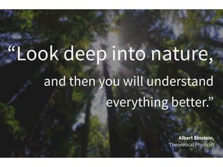 “Look deep into nature,
and then you will understand
everything better.”
Albert Einstein,
Theoretical Physicist
 