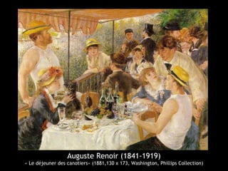 Auguste Renoir (1841-1919)
« Le déjeuner des canotiers» (1881,130 x 173, Washington, Phillips Collection)
 