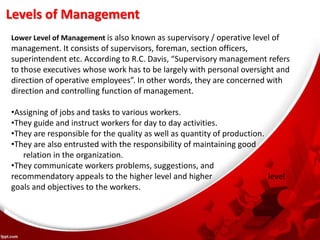 Level Operative Nature and concept of management | PPTX