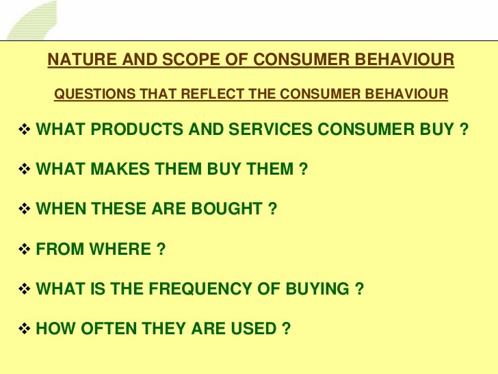 Nature and scope of consumer behavior pdf