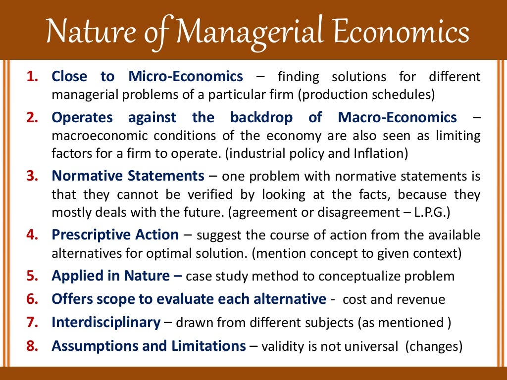 Nature and scope of managerial economics
