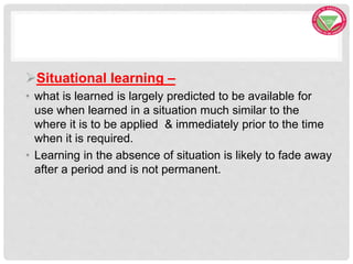 Nature & characteristic of learning | PPTX