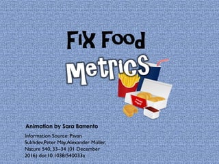 Fix food
Animation by Sara Barrento
Information Source: Pavan
Sukhdev,Peter May,Alexander Müller,
Nature 540, 33–34 (01 December
2016) doi:10.1038/540033a
 