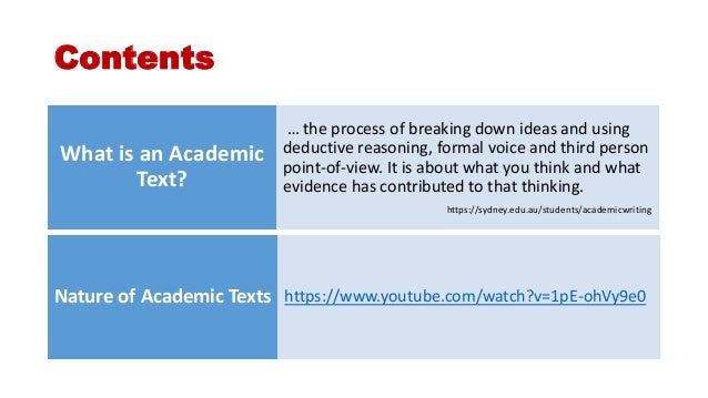 Nature Of Academic Texts