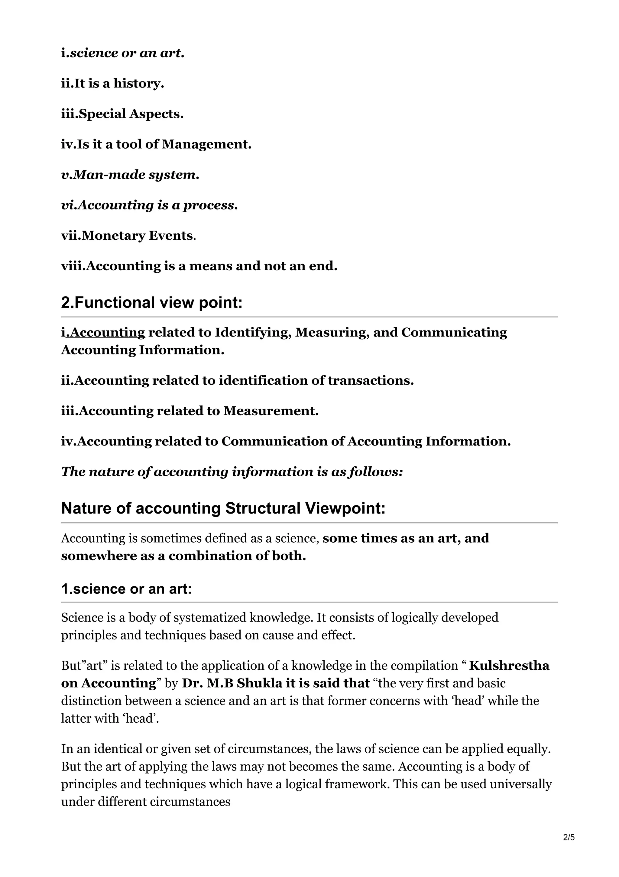 Nature of accounting | PDF