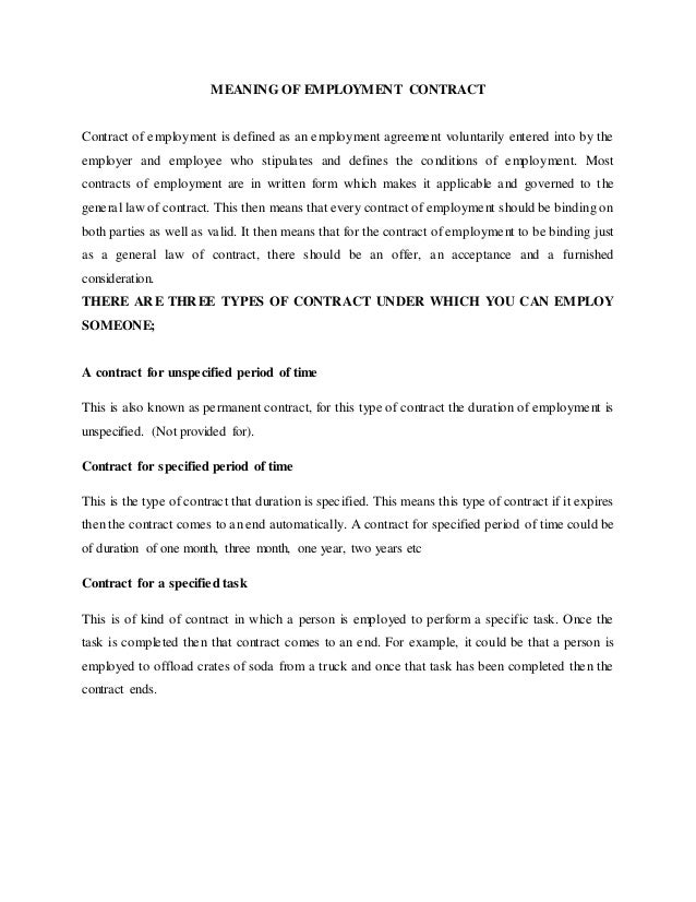 employment definition agreement employment contract , of Nature MoCU University