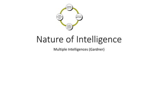 Nature of Intelligence
Multiple Intelligences (Gardner)
 