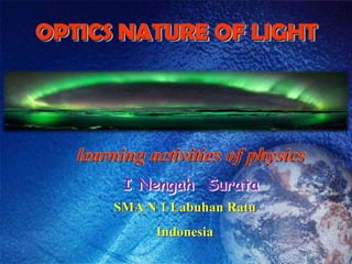 OPTICS NATURE OF LIGHT

learning activities of physics
I Nengah Surata
SMA N 1 Labuhan Ratu
Indonesia

 