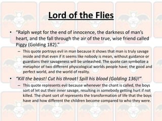 Lotf Ralph Quotes Nature of Man presentation | PPTX