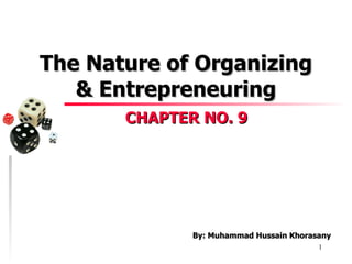 The Nature of Organizing & Entrepreneuring CHAPTER NO. 9 By: Muhammad Hussain Khorasany 