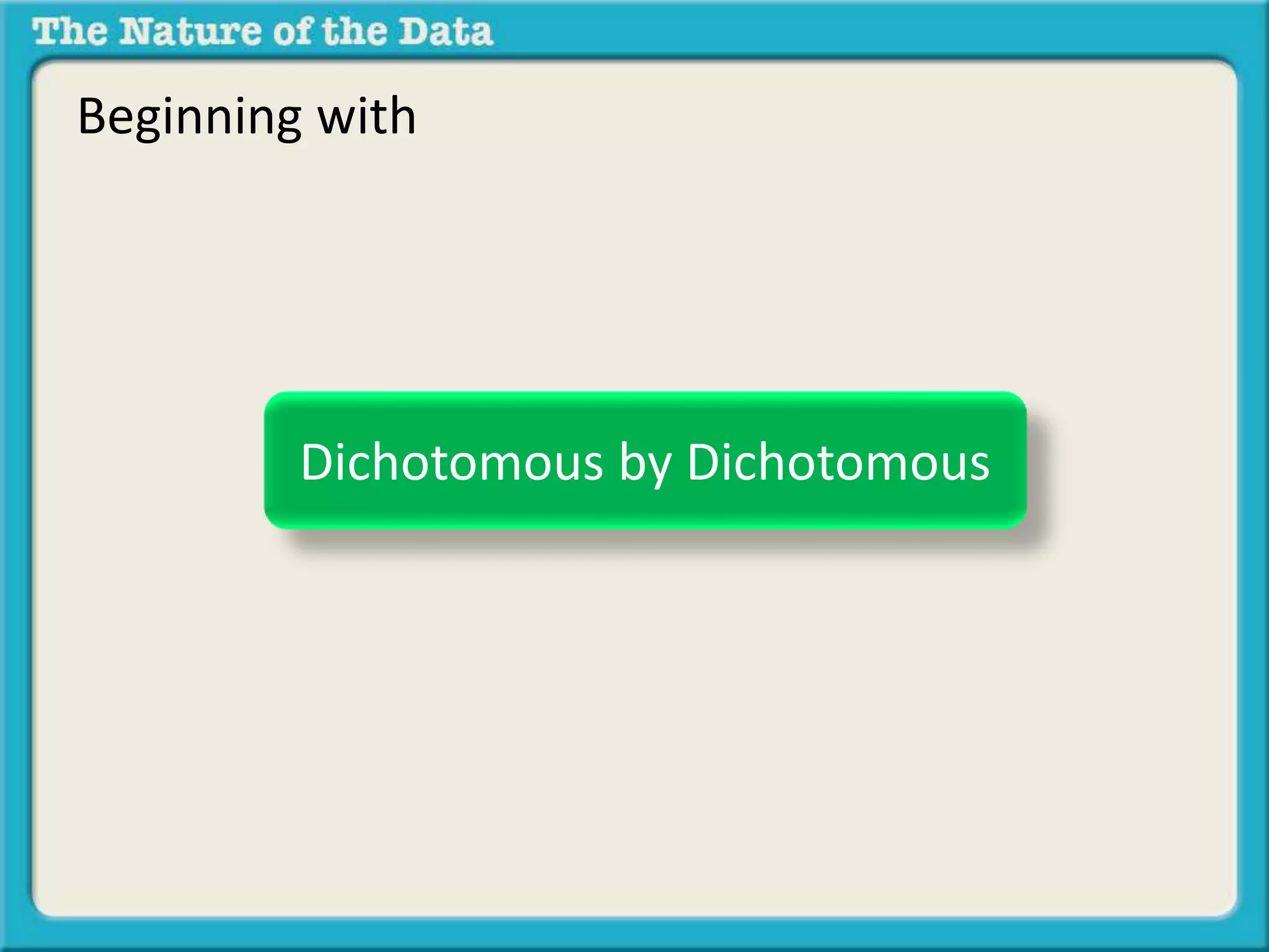 Beginning with 
Dichotomous by Dichotomous 
 