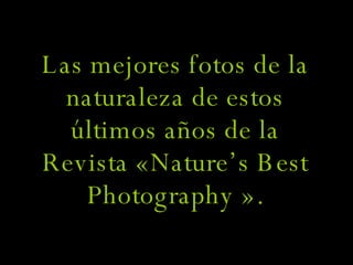 Las mejores fotos de la naturaleza de estos últimos años de la Revista «Nature’s Best Photography ». 