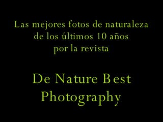 Las mejores fotos de naturaleza de los últimos 10 años por la revista De Nature Best Photography 